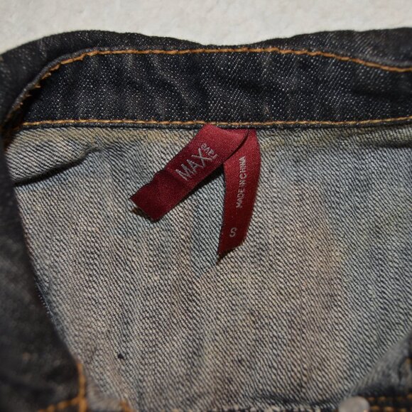 Max Rave dark denim crop vest with 4 pockets, shirt collar and racerback size S - Picture 5 of 13